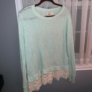Knit sweater with lace trim - Hollister